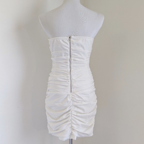 White Ruched Mini Dress - Picture 2 of 2